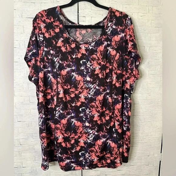 Liv by Lane Brant workout top floral pink purple & black plus size activewear - Picture 1 of 7